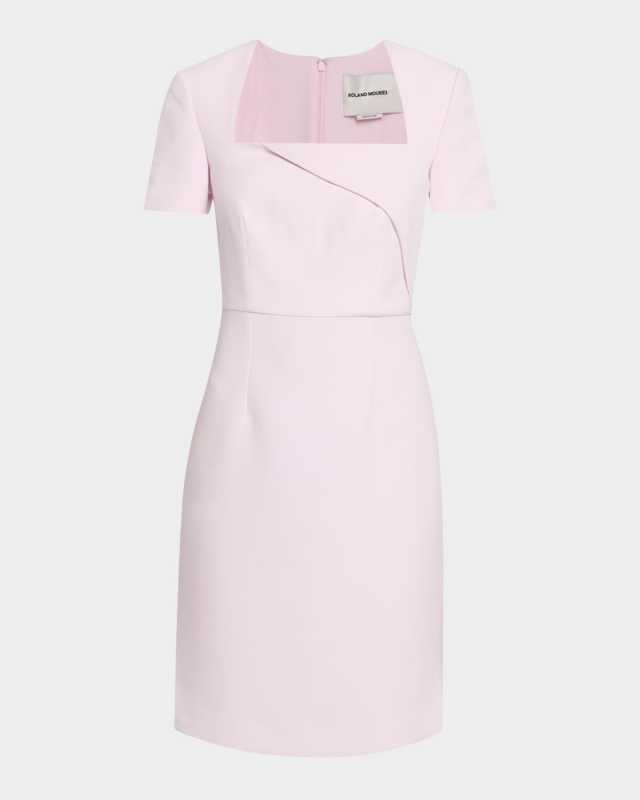 Short-Sleeve Crepe Midi Dress